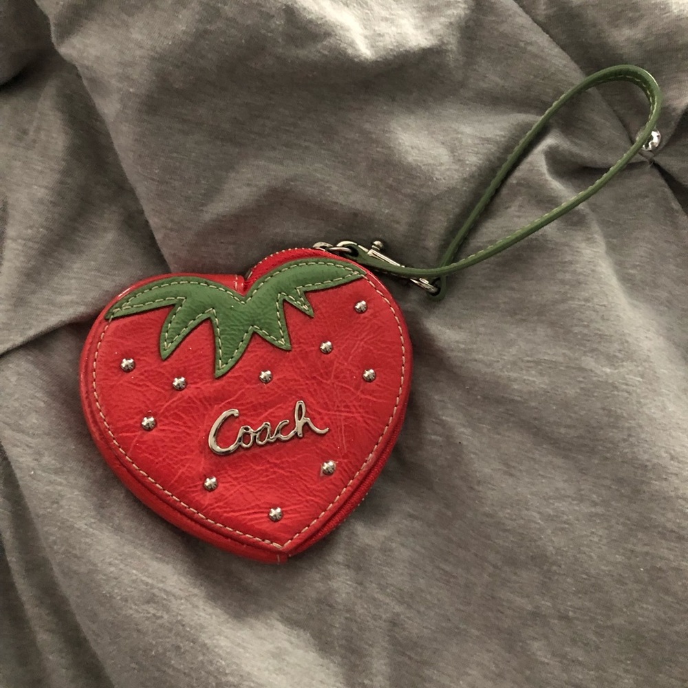 Coach patent leather strawberry coin purse